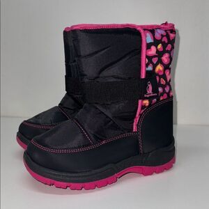 🔥Rugged bear Black and Pink Winter Boots with Heart Pattern Sz 11 New